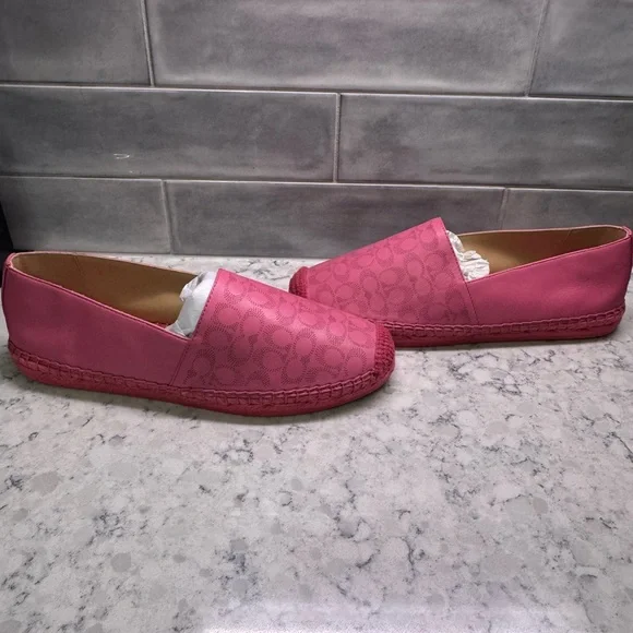 Coach Charlie Espadrilles Pink Petunia Leather Shoes Women’s 8 New - Picture 4 of 11